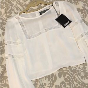 White cropped boho reformation blouse